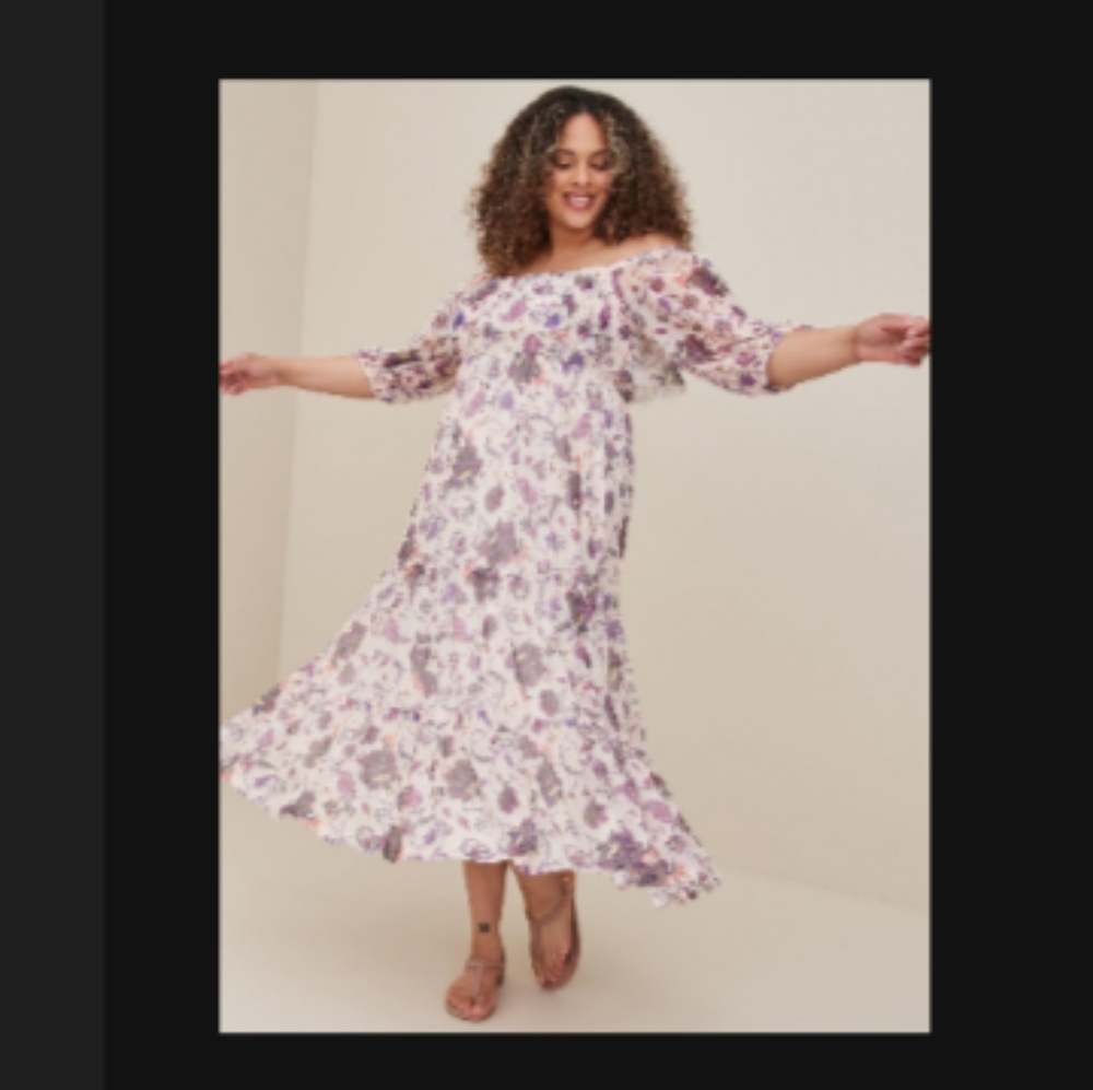 Torrid floral size 6 off shoulder dress